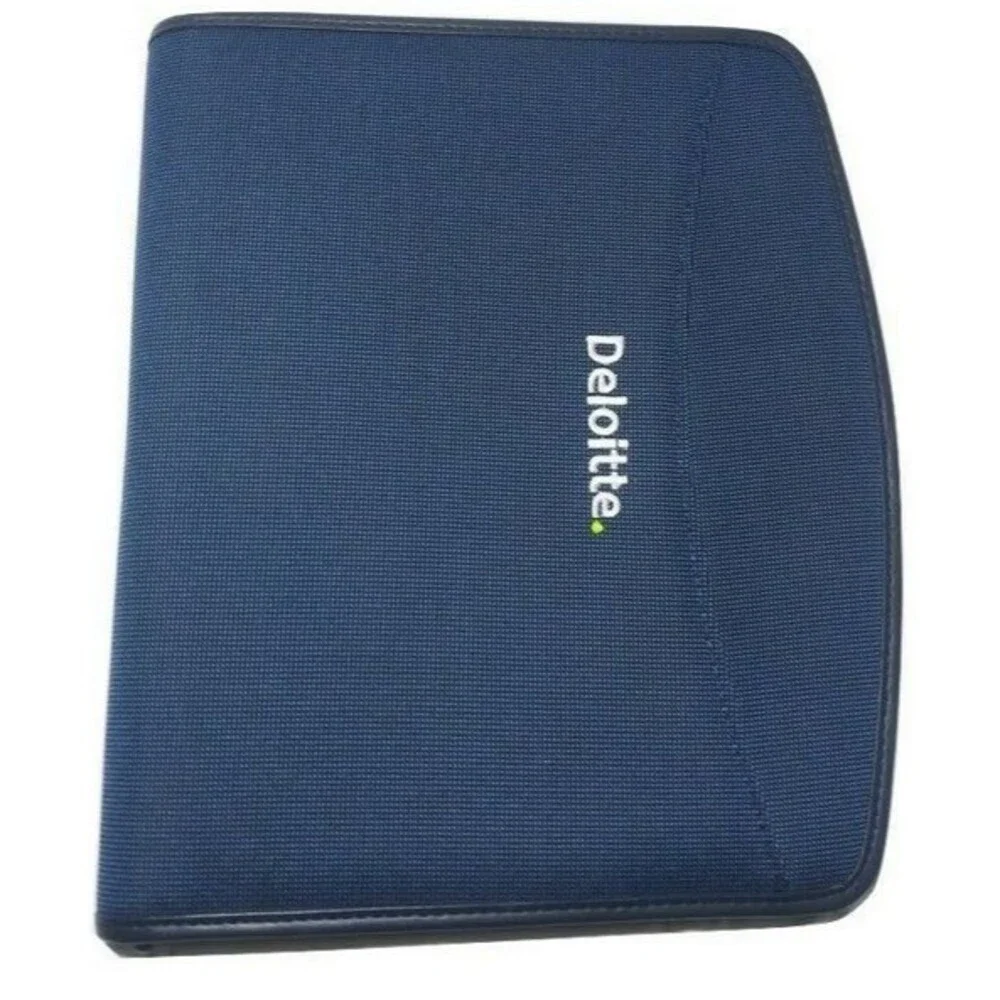Deloitte Logo Embossed Blue Microfiber Portfolio Padfolio
